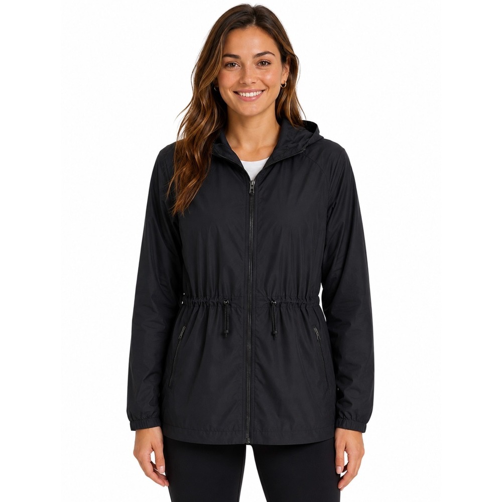 Nike Golf Clima-Fit Full Zip Hooded Windbreaker Jacket Black Women Medium ML MT